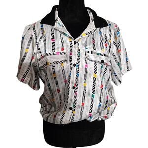 Lauren Lee Vintage Women Geometric Blouse  Size Meidum